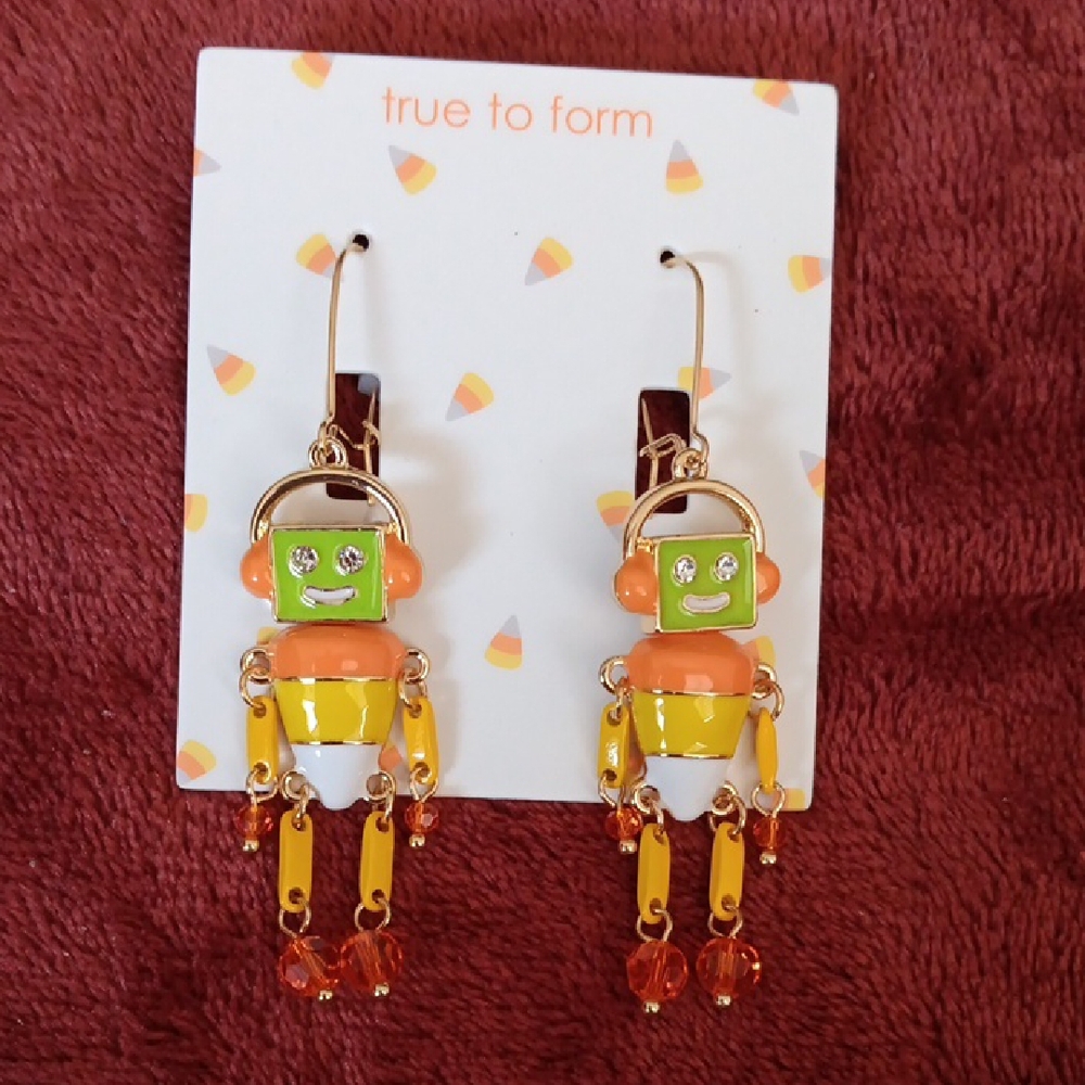 True to Form Colorful Robot Earrings